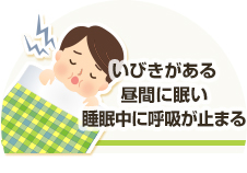 いびきがある・昼間に眠い・睡眠中に呼吸が止まる